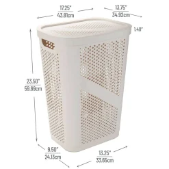 Mind Reader 60L Ventilated Slim Laundry Hamper with Cut Out Handles & Hinged Lid, 2ct.