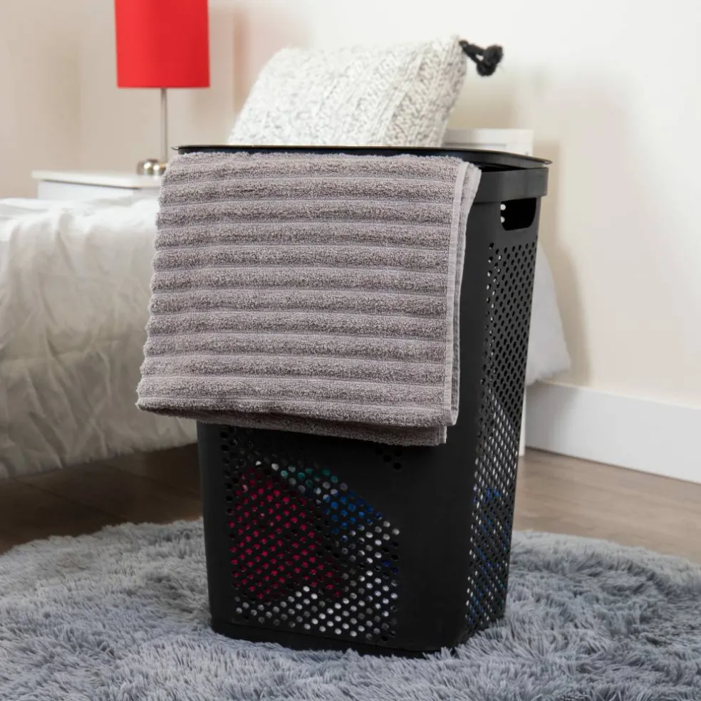 Mind Reader 60L Ventilated Slim Laundry Hamper with Cut Out Handles & Hinged Lid, 2ct.