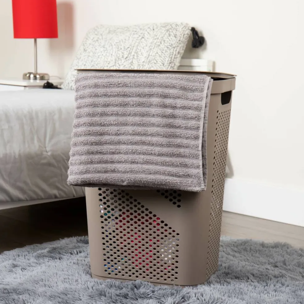 Mind Reader 60L Ventilated Slim Laundry Hamper with Cut Out Handles & Hinged Lid, 2ct.