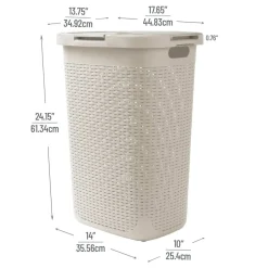 Mind Reader 60L Ventilated Slim Laundry Hamper with Cut Out Handles & Attached Hinged Lid, 2ct.