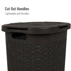 Mind Reader 60L Ventilated Slim Laundry Hamper with Cut Out Handles & Attached Hinged Lid, 2ct.