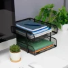 Mind Reader Network Collection Black Metal Mesh 2-Tier Letter Size Paper Trays, 2ct.