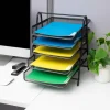 Mind Reader Network Collection Mesh Black 5-Tier Paper & File Desktop Organizer with File Folders