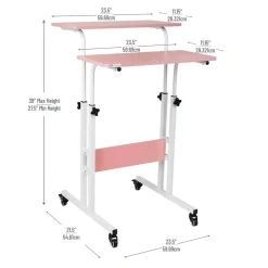 Mind Reader Portable Standing Adjustable Height Rolling Computer Desk