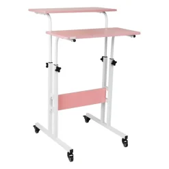 Mind Reader Portable Standing Adjustable Height Rolling Computer Desk