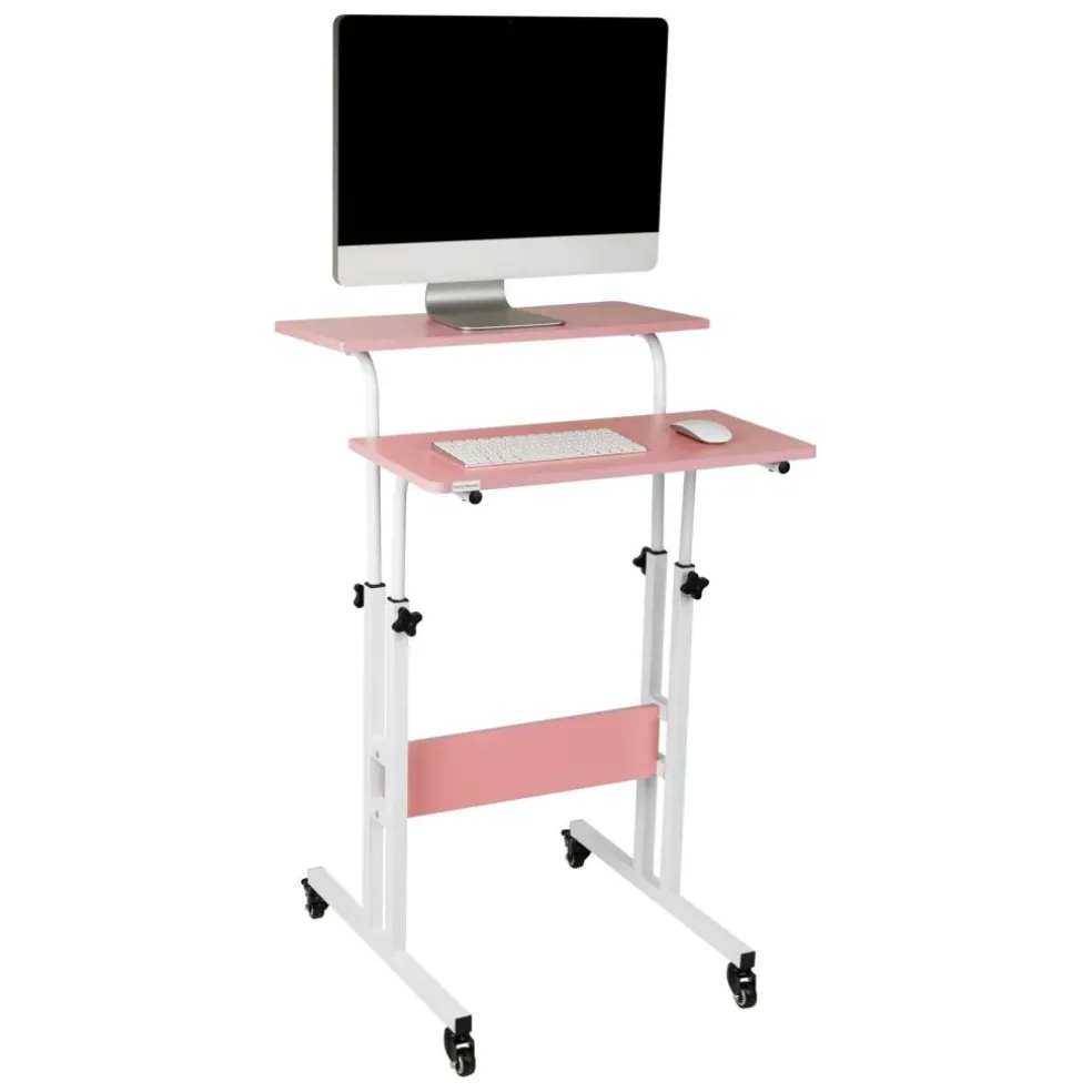 Mind Reader Portable Standing Adjustable Height Rolling Computer Desk