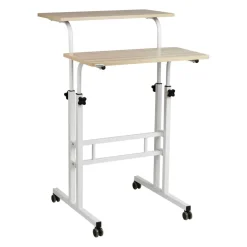 Mind Reader Woodland Collection White Adjustable Mobile Sit & Stand Laptop Desk