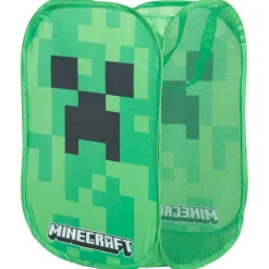 Minecraft: Laundry Basket - Creeper - Green Pixel Cube, Pop-Up & Collapse, Use As Toy Storage, Game Theme Design Decor, 21.65 x 13.7 x 13.7", Licensed