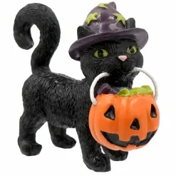 Mini Black Cat with Hat & Jack-o'-Lantern Bucket by Ashland®