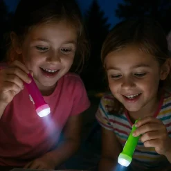 3 1/2" Mini Brightly Colored Flashlights on a Multicolor Rope 12 Pcs