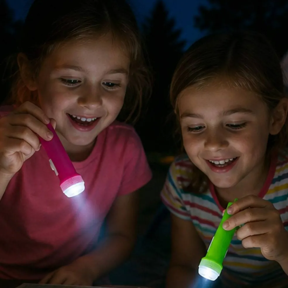 3 1/2" Mini Brightly Colored Flashlights on a Multicolor Rope 12 Pcs