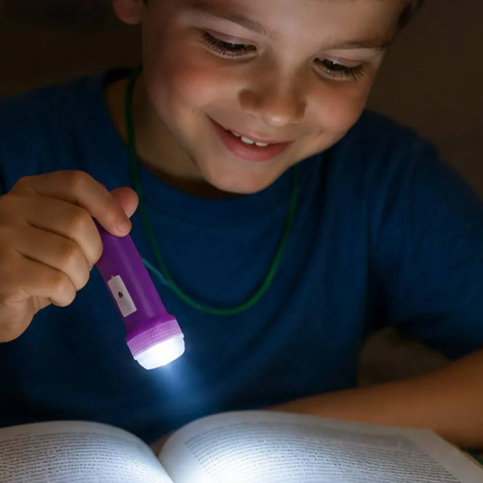 3 1/2" Mini Brightly Colored Flashlights on a Multicolor Rope 12 Pcs