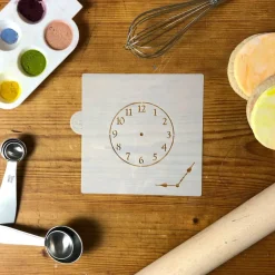 Mini Clock with Hands Cookie & Craft Stencil | CM057 by Designer Stencils | Cookie Decorating Tools |