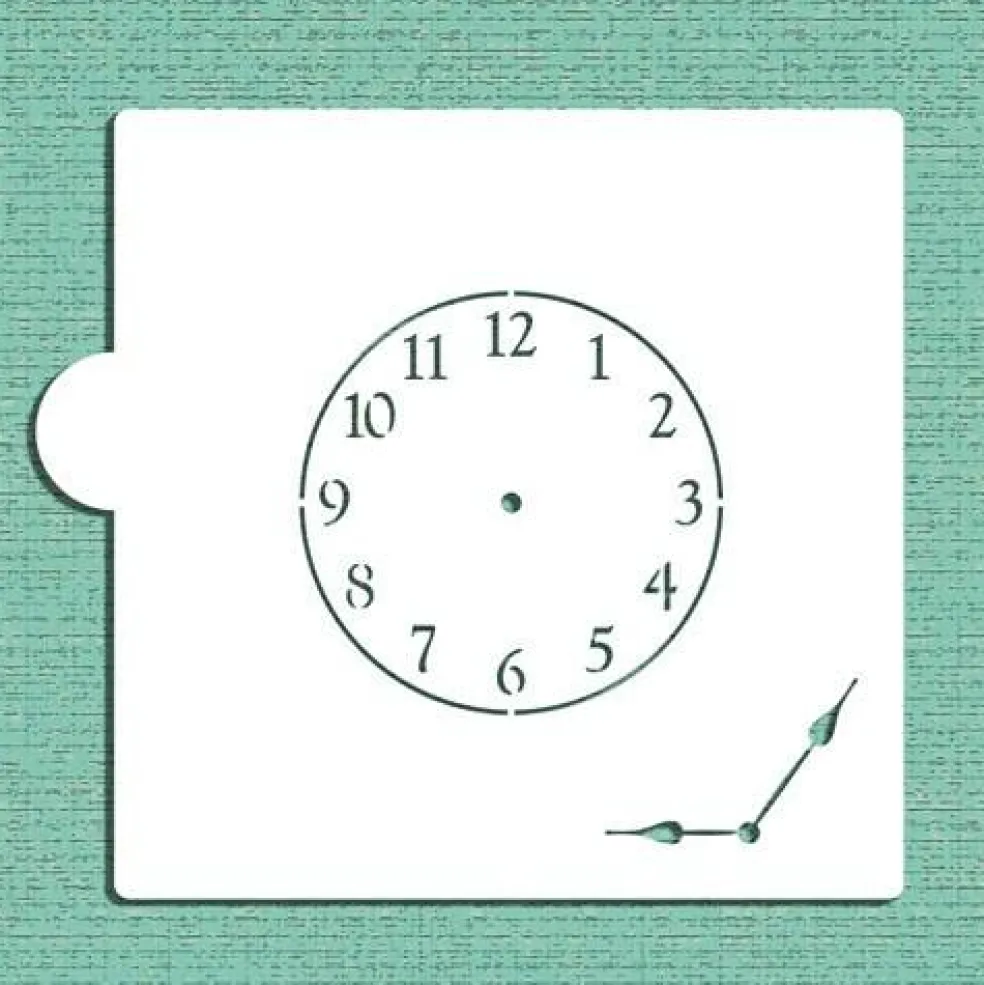 Mini Clock with Hands Cookie & Craft Stencil | CM057 by Designer Stencils | Cookie Decorating Tools |