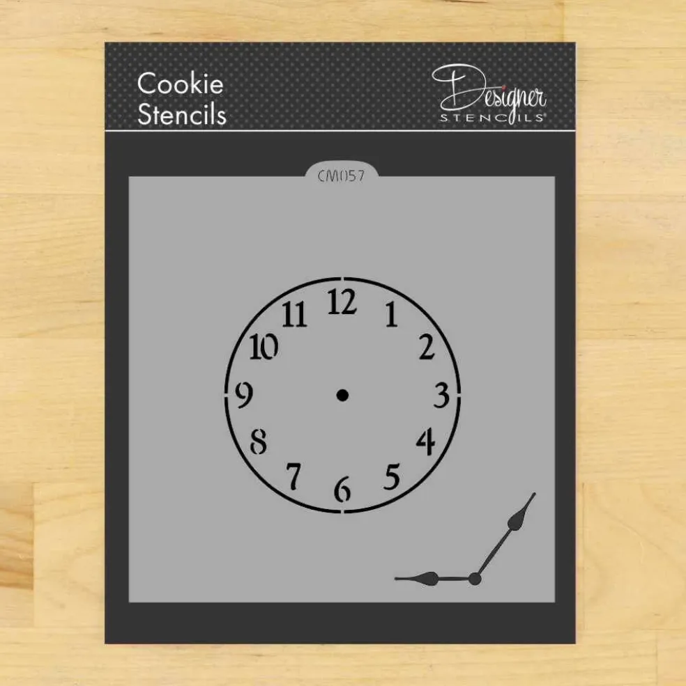 Mini Clock with Hands Cookie & Craft Stencil | CM057 by Designer Stencils | Cookie Decorating Tools |