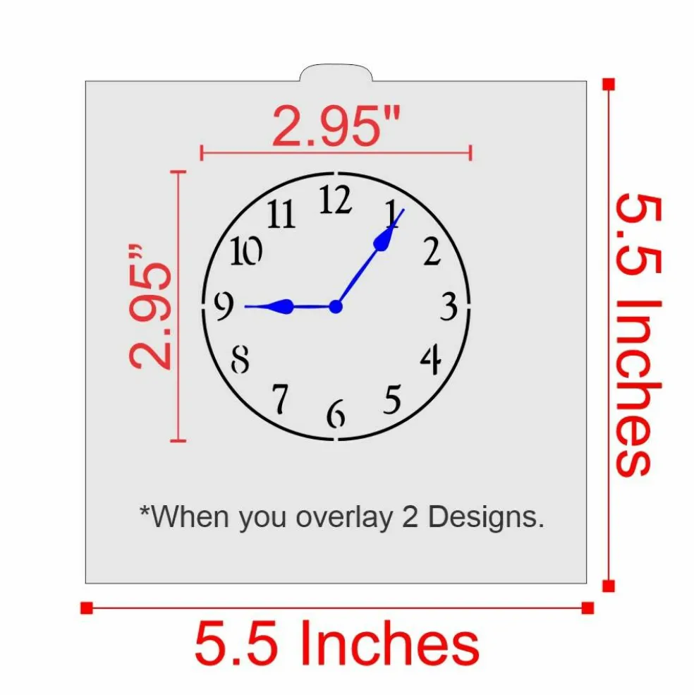 Mini Clock with Hands Cookie & Craft Stencil | CM057 by Designer Stencils | Cookie Decorating Tools |