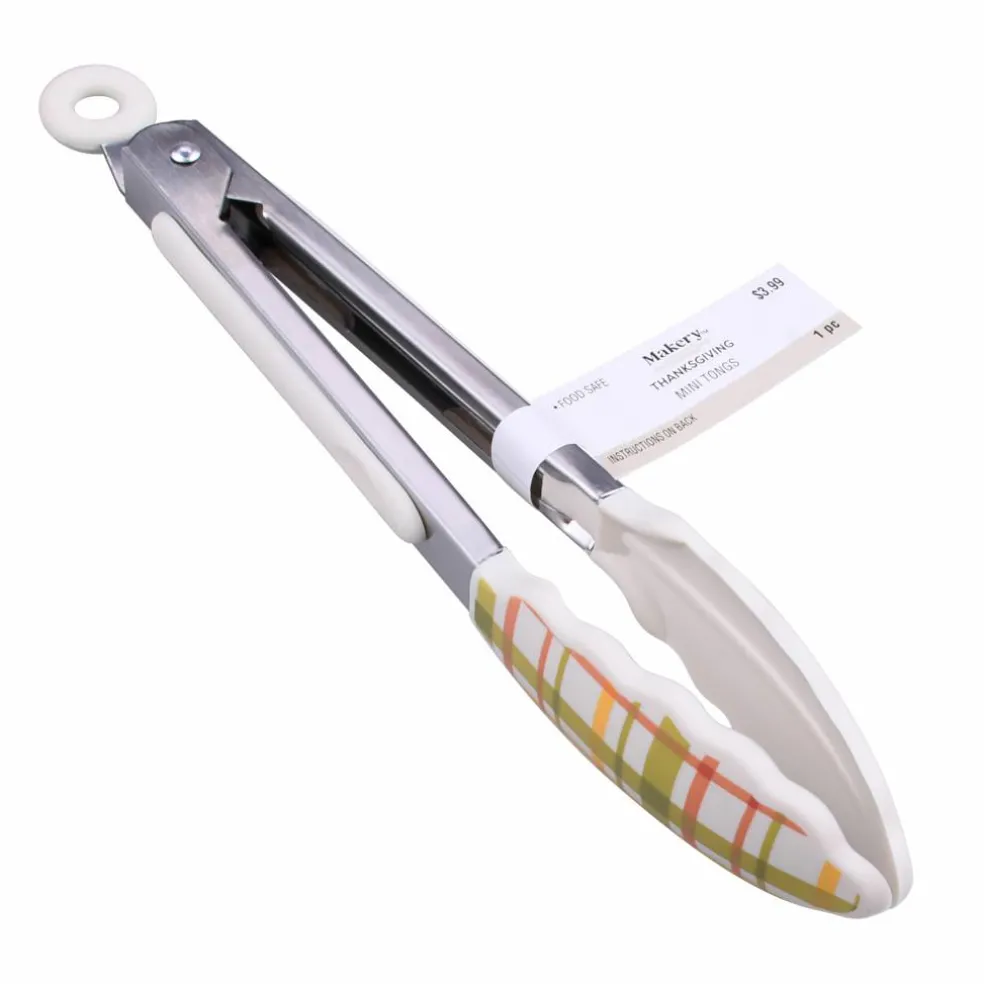 Mini Green & Orange Plaid Tongs by Makery™