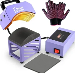 Mini Hat Heat Press Machine – Portable Cap Press with Curved 5.4"×3.1" Teflon Heat Plate, Digital Temperature Control (0–400°F) for Sublimation, HTV & DIY Hat Printing Projects