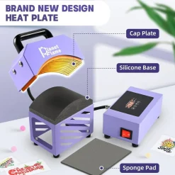 Mini Hat Heat Press Machine – Portable Cap Press with Curved 5.4