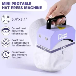 Mini Hat Heat Press Machine – Portable Cap Press with Curved 5.4