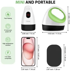 Mini Heat Press, Heat Transfer Machine, Constant Temp Control, Insulated Safety Base, Fits for Crafts, T-Shirt, Hat, Cap, Pillows (White Green)