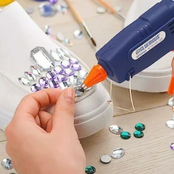 Mini Hot Glue Gun with 30 Glue Sticks for Crafts School & Christmas DIY Arts Home Quick Repairs, 20W, Blue
