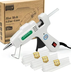 Mini Hot Glue Gun with 30 Glue Sticks, Fast Heating Hot Melt Gun, 20W Glue Gun Kit, Lightweight Craft Gun for DIY, Home Repairs, Kids' School Projects, White