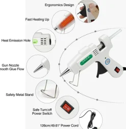 Mini Hot Glue Gun with 30 Glue Sticks, Fast Heating Hot Melt Gun, 20W Glue Gun Kit, Lightweight Craft Gun for DIY, Home Repairs, Kids' School Projects, White