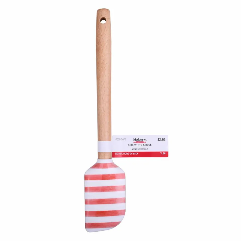 Mini Red & White Stripes Silicone Spatula by Makery™