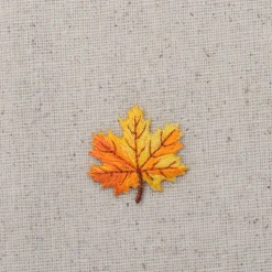 Mini Yellow and Orange Autumn Leaf, Embroidered, Iron on Patch