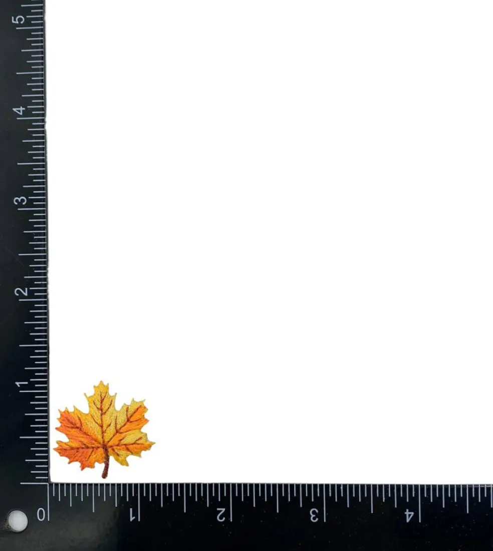 Mini Yellow and Orange Autumn Leaf, Embroidered, Iron on Patch