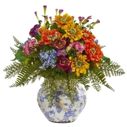 15" Mixed Floral Arrangement in Floral Vase