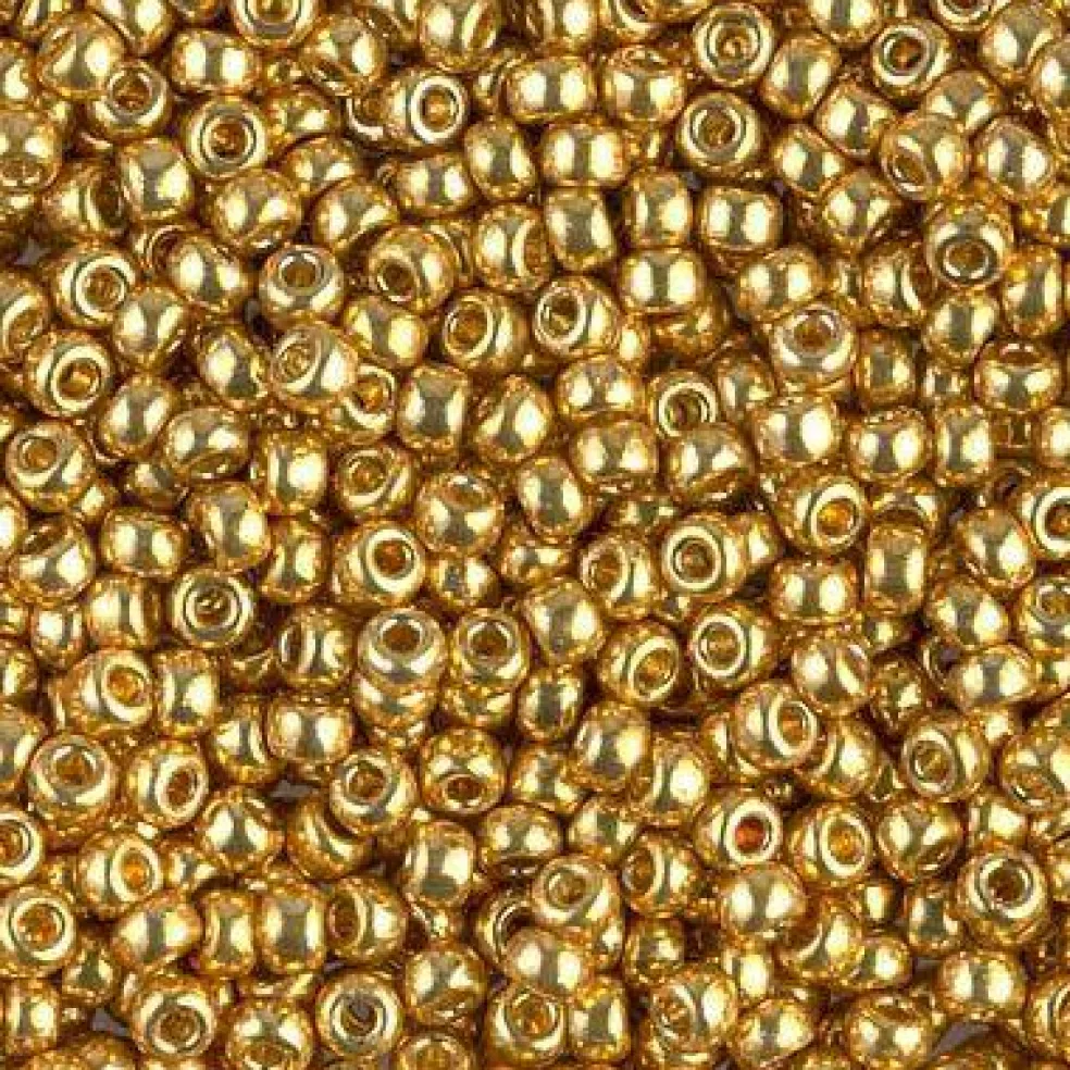 Miyuki 8 Round Seed Bead, 8-4202, Duracoat Galvanized Gold, 10 grams