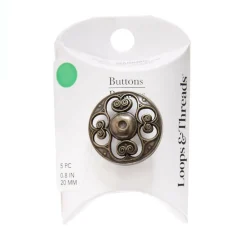 20mm Antique Bronze Filigree Round Metal Buttons, 5ct. by Loops & Threads®