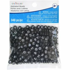 7.5mm Black Alphabet Circular Beads by Creatologyâ„¢
