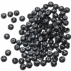 7.5mm Black Alphabet Circular Beads by Creatology™