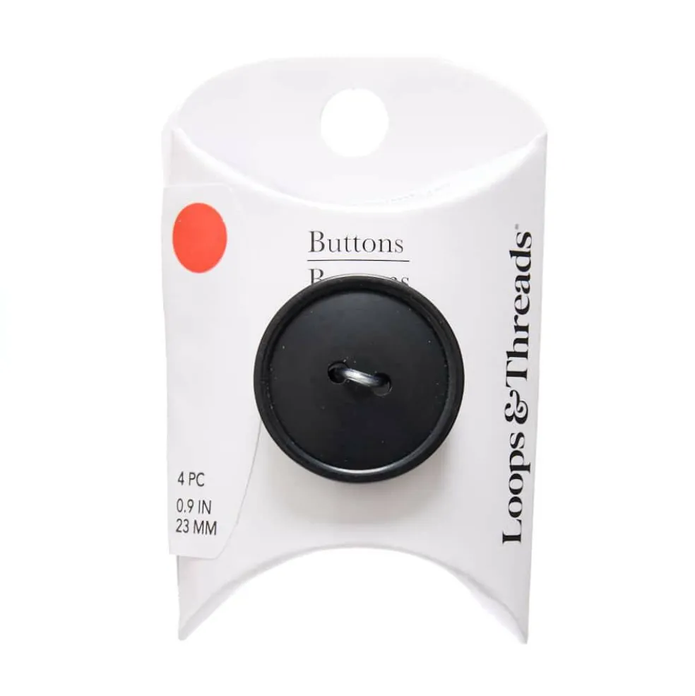 23mm Black Rimmed Round Buttons, 4ct. by Loops & Threads®