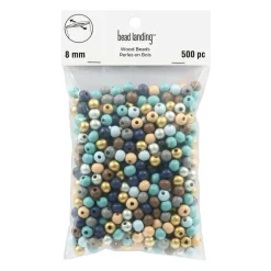 8mm Blue & Brown Mix Round Wood Beads, 500ct. by Bead Landing™