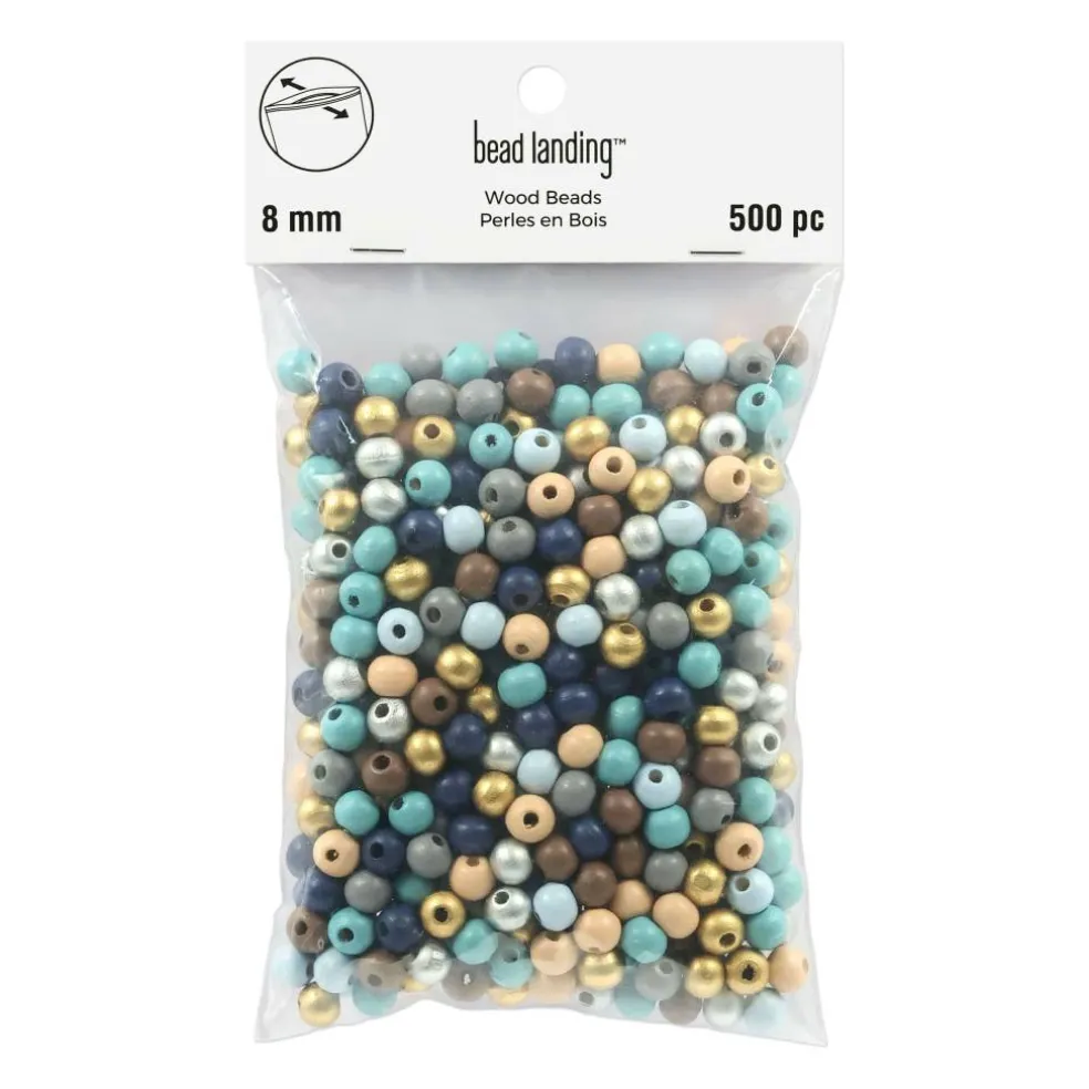 8mm Blue & Brown Mix Round Wood Beads, 500ct. by Bead Landing™