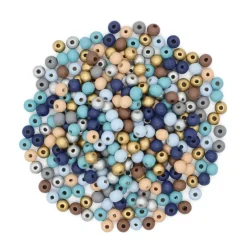 8mm Blue & Brown Mix Round Wood Beads, 500ct. by Bead Landing™