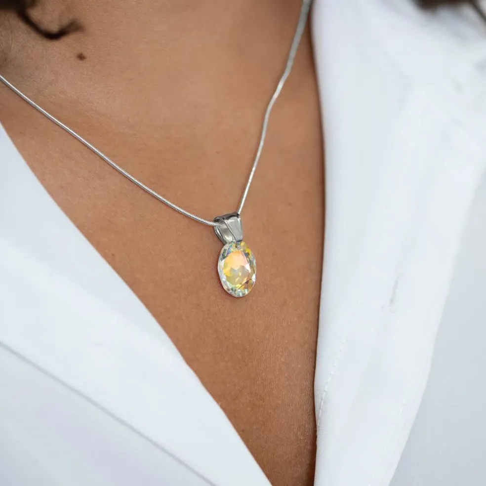 16mm Crystal AB Elliptical Austrian Crystal Pendant by Bead Landing™