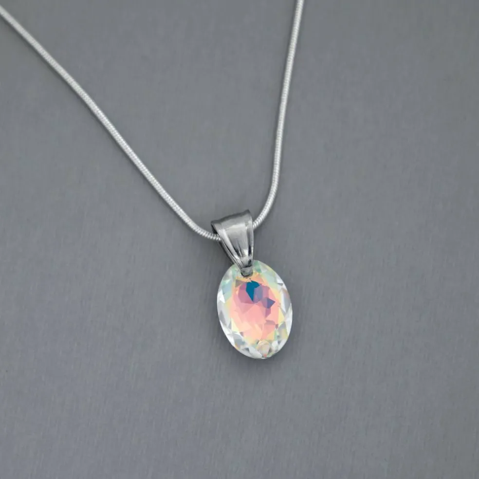 16mm Crystal AB Elliptical Austrian Crystal Pendant by Bead Landing™