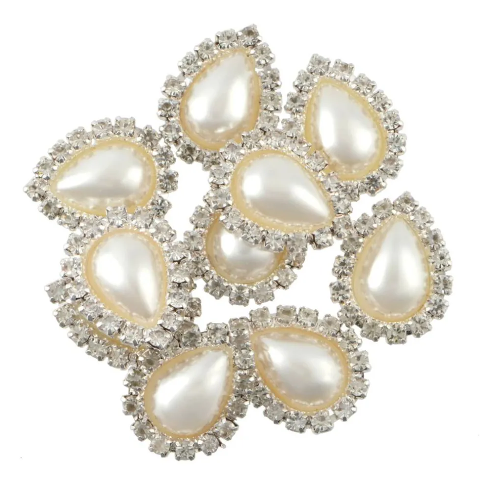 20.5mm Glass Rhinestone & Plastic Pearl Flatback Teardrops, 10ct. by Bead Landing™