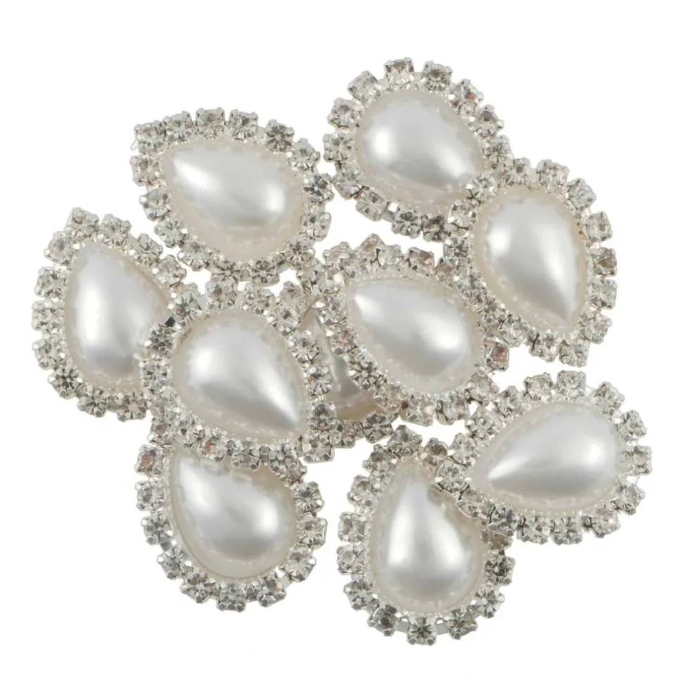 20.5mm Glass Rhinestone & Plastic Pearl Flatback Teardrops, 10ct. by Bead Landing™