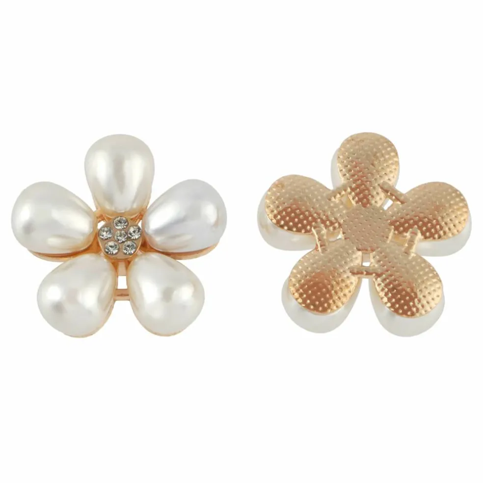 23mm Glass Rhinestone & Plastic Pearl Flatback Flowers, 10ct. by Bead Landing™