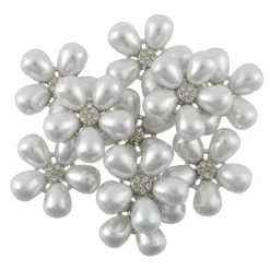 23mm Glass Rhinestone & Plastic Pearl Flatback Flowers, 10ct. by Bead Landing™