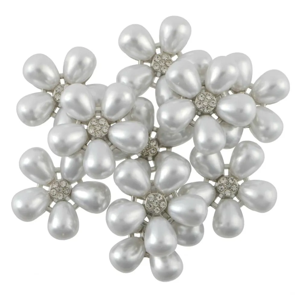 23mm Glass Rhinestone & Plastic Pearl Flatback Flowers, 10ct. by Bead Landing™