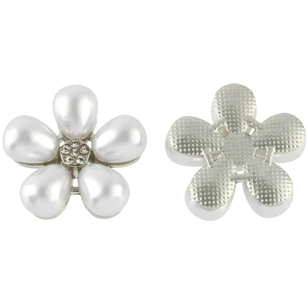23mm Glass Rhinestone & Plastic Pearl Flatback Flowers, 10ct. by Bead Landing™