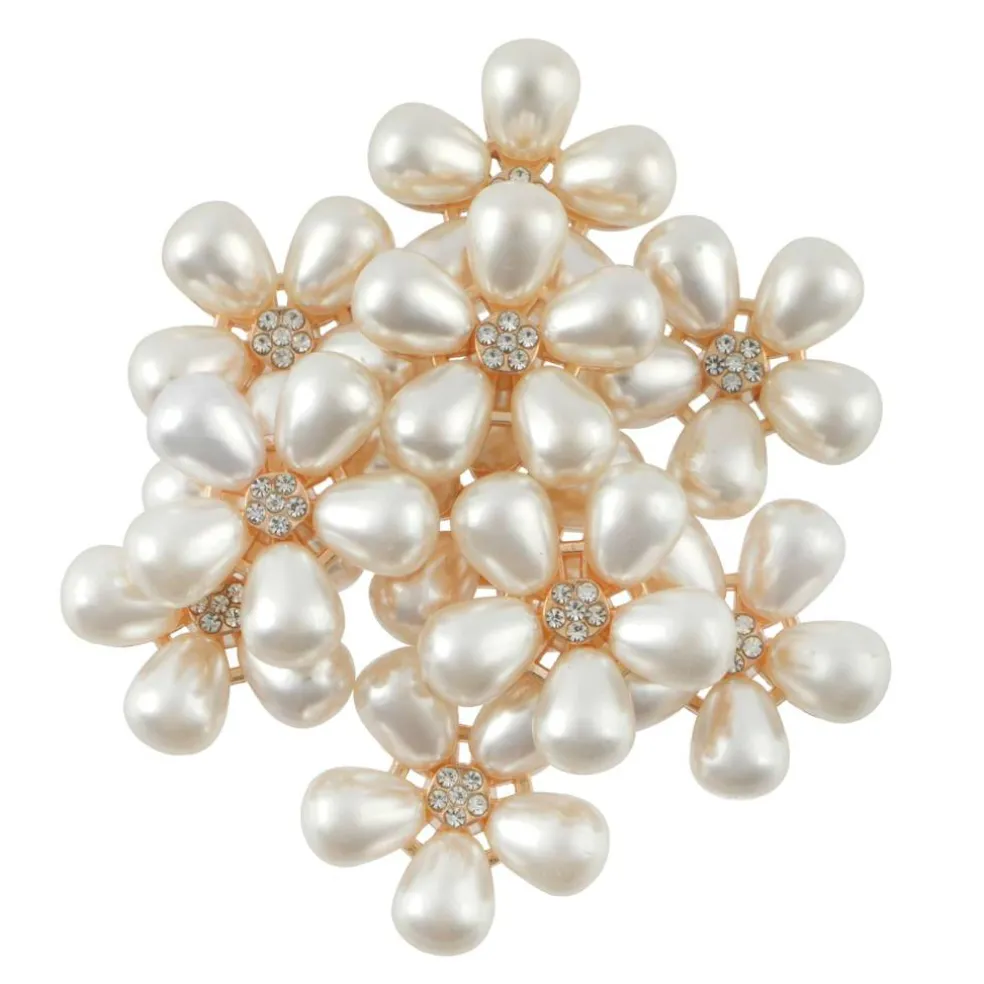 23mm Glass Rhinestone & Plastic Pearl Flatback Flowers, 10ct. by Bead Landing™