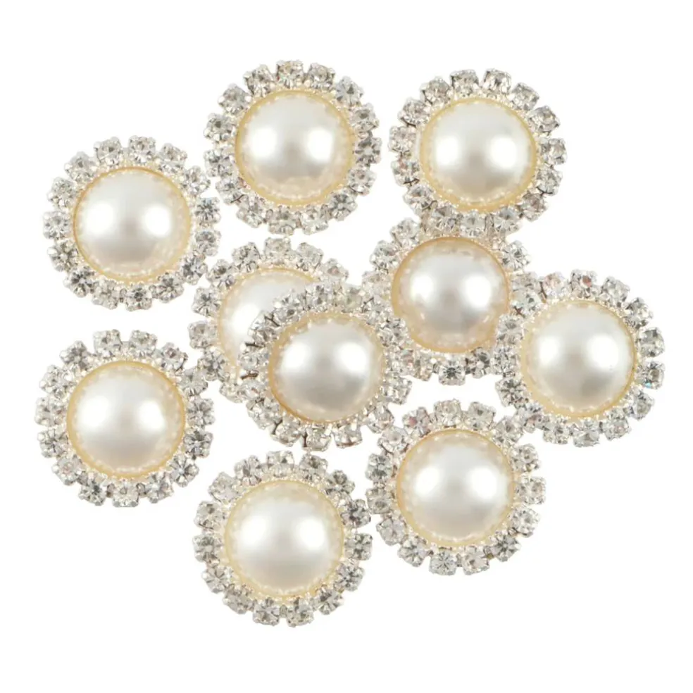 15mm Glass Rhinestone & Plastic Round Flatback Pearls, 10ct. by Bead Landing™